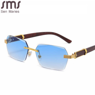 Rectangle Sunglasses Women Men Rimless Vintage Eyeglasses  Brand Designer Sun Glasses Framless Shades Retro Eyewear UV400