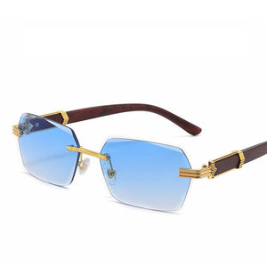Rectangle Sunglasses Women Men Rimless Vintage Eyeglasses  Brand Designer Sun Glasses Framless Shades Retro Eyewear UV400