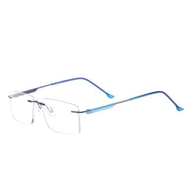 Rectangular Men Rimless Eyeglasses Metal Prescription Glasses Frame For Optical Lenses Myopia Presbyopia Progressive