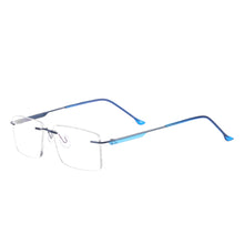 Carica l&#39;immagine nel visualizzatore di Gallery, Rectangular Men Rimless Eyeglasses Metal Prescription Glasses Frame For Optical Lenses Myopia Presbyopia Progressive