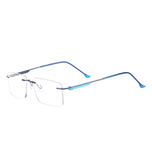Rectangular Men Rimless Eyeglasses Metal Prescription Glasses Frame For Optical Lenses Myopia Presbyopia Progressive