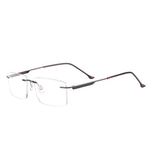 Carica l&#39;immagine nel visualizzatore di Gallery, Rectangular Men Rimless Eyeglasses Metal Prescription Glasses Frame For Optical Lenses Myopia Presbyopia Progressive
