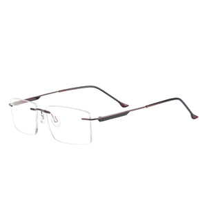 Rectangular Men Rimless Eyeglasses Metal Prescription Glasses Frame For Optical Lenses Myopia Presbyopia Progressive