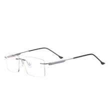 Carica l&#39;immagine nel visualizzatore di Gallery, Rectangular Men Rimless Eyeglasses Metal Prescription Glasses Frame For Optical Lenses Myopia Presbyopia Progressive