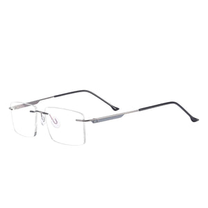 Rectangular Men Rimless Eyeglasses Metal Prescription Glasses Frame For Optical Lenses Myopia Presbyopia Progressive
