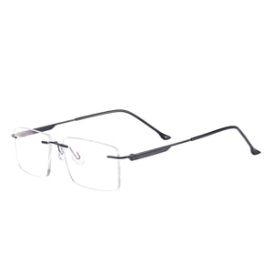 Rectangular Men Rimless Eyeglasses Metal Prescription Glasses Frame For Optical Lenses Myopia Presbyopia Progressive