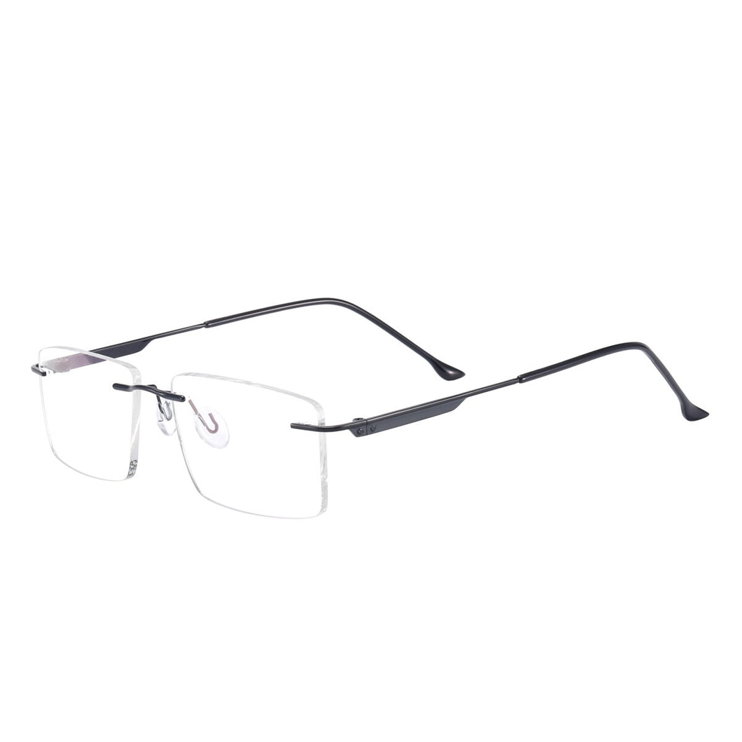 Rectangular Men Rimless Eyeglasses Metal Prescription Glasses Frame For Optical Lenses Myopia Presbyopia Progressive