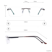 Carica l&#39;immagine nel visualizzatore di Gallery, Rectangular Men Rimless Eyeglasses Metal Prescription Glasses Frame For Optical Lenses Myopia Presbyopia Progressive