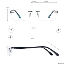 Load image into Gallery viewer, Rectangular Men and Women And Lightweight Rimless Eyeglasses Metal Prescription For Optical Lenses Myopia Presbyopia