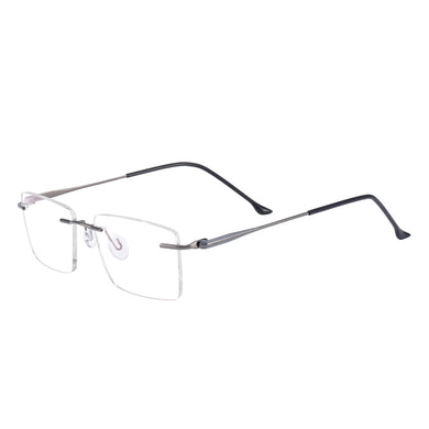 Rectangular Metal Men and Women Rimless Spectacles Frame For Optical Lenses Myopia Presbyopia Progressive