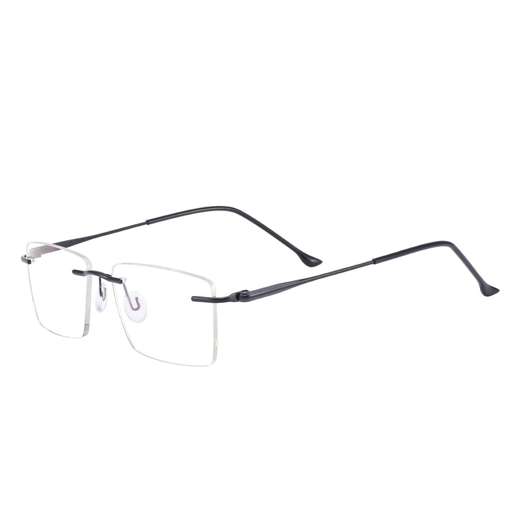 Rectangular Metal Men and Women Rimless Spectacles Frame For Optical Lenses Myopia Presbyopia Progressive