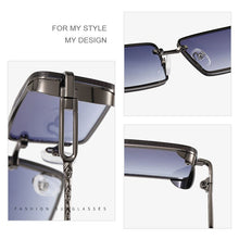 Load image into Gallery viewer, Rectangular Retro Sunglasses Men Gray Gun Metal Sun Glasses for Women Special Design Leg Eyewear Style UV400 Gifts