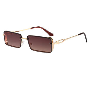 Rectangular Retro Sunglasses Men Gray Gun Metal Sun Glasses for Women Special Design Leg Eyewear Style UV400 Gifts