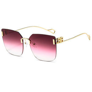 Rectangular Sunglasses Rimless Men Metal Square Sun Glasses for Women Gradient Lens Frameless Uv400