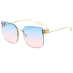 Rectangular Sunglasses Rimless Men Metal Square Sun Glasses for Women Gradient Lens Frameless Uv400