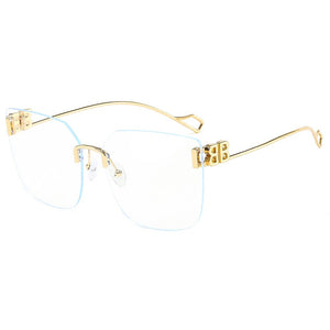 Rectangular Sunglasses Rimless Men Metal Square Sun Glasses for Women Gradient Lens Frameless Uv400