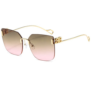 Rectangular Sunglasses Rimless Men Metal Square Sun Glasses for Women Gradient Lens Frameless Uv400