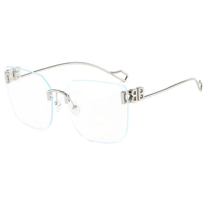 Rectangular Sunglasses Rimless Men Metal Square Sun Glasses for Women Gradient Lens Frameless Uv400