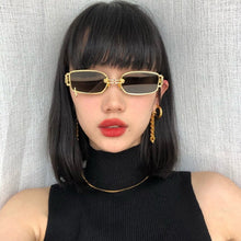 Load image into Gallery viewer, Rectangular Sunglasses Women&#39;s Hip Hop Steampunk Sunglasses Small Frame Ring Buckle Punk Metal Hoop Square Glasses UV400