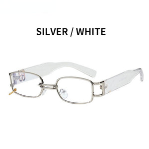 Rectangular Sunglasses Women's Hip Hop Steampunk Sunglasses Small Frame Ring Buckle Punk Metal Hoop Square Glasses UV400