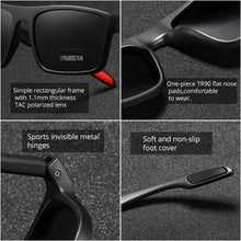 Load image into Gallery viewer, Rectangular TR90 Frame Polarized TAC 1.1mm Lens Ultra Light Sunglasses Men Women Sports Driving Eyewear Gafas de sol para hombre