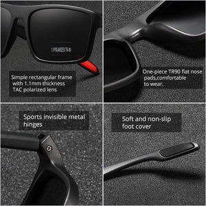 Rectangular TR90 Frame Polarized TAC 1.1mm Lens Ultra Light Sunglasses Men Women Sports Driving Eyewear Gafas de sol para hombre