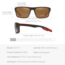 Carica l'immagine nel visualizzatore di Gallery, Occhiali da sole rettangolari ultraleggeri TR90 da uomo polarizzati TAC 1,1 mm di spessore lente da guida Occhiali da sole da donna Sport Cat.3 vintage 