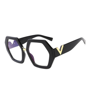 Red Leopard Women Polygon Clear Glasses Reading Eyeglasses Optical Glasses Frames Thick Frame Clean Glasses Flat Mirror