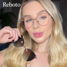 Load image into Gallery viewer, Red Mirror Magnet Clip On Polarized Sunglasses Women Cat Eye Anti Blue Custom Prescription Glasses Double Lens Sunglasse