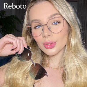 Red Mirror Magnet Clip On Polarized Sunglasses Women Cat Eye Anti Blue Custom Prescription Glasses Double Lens Sunglasse