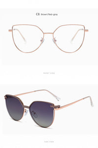 Red Mirror Magnet Clip On Polarized Sunglasses Women Cat Eye Anti Blue Custom Prescription Glasses Double Lens Sunglasse