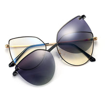 Load image into Gallery viewer, Red Mirror Magnet Clip On Polarized Sunglasses Women Cat Eye Anti Blue Custom Prescription Glasses Double Lens Sunglasse