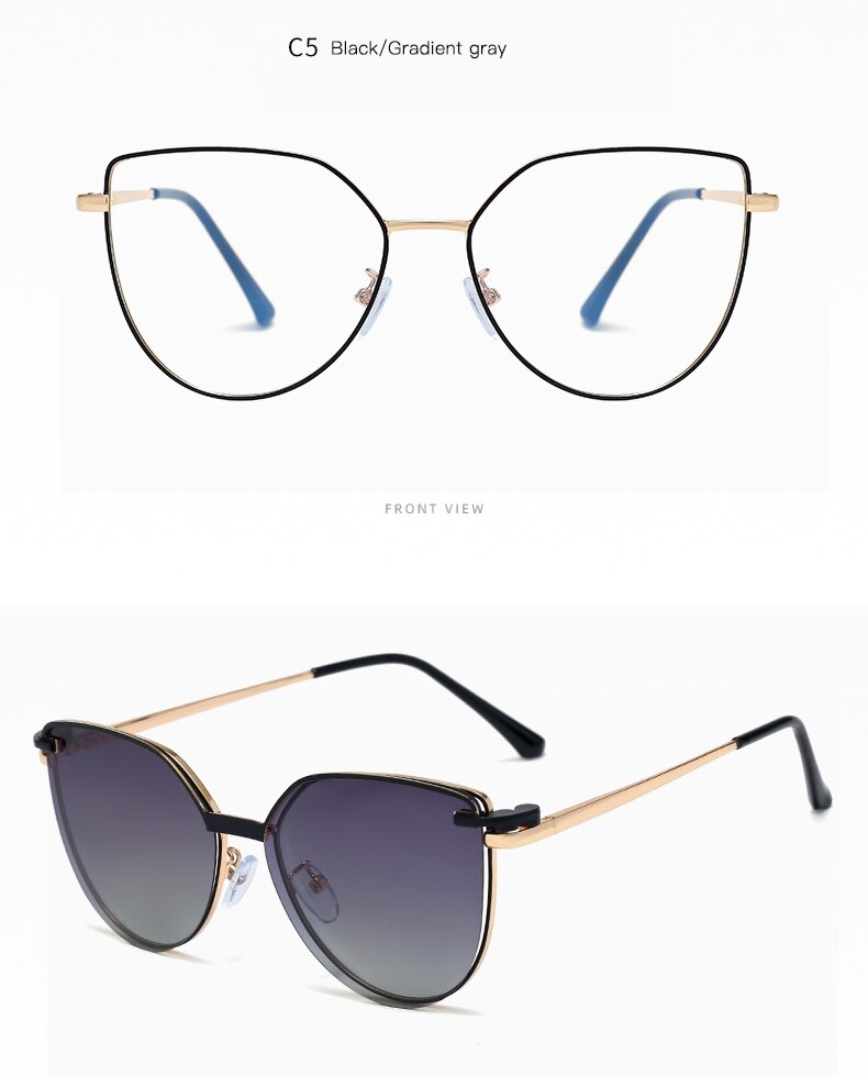 Red Mirror Magnet Clip On Polarized Sunglasses Women Cat Eye Anti Blue Custom Prescription Glasses Double Lens Sunglasse
