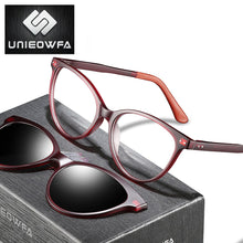 Load image into Gallery viewer, Red Retro Cat Eye Optical Glasses Frame Women Myopia Prescription Eyeglasses Frame Polarized Magnet Clip On Sunglasses Female