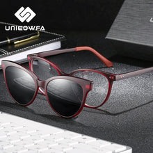 Load image into Gallery viewer, Red Retro Cat Eye Optical Glasses Frame Women Myopia Prescription Eyeglasses Frame Polarized Magnet Clip On Sunglasses Female