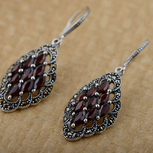 Red Zircon Statement Earring for Women S925 Silver boucle d'oreille Tassel Red Stone 925 Sterling Silver Drop Earrings