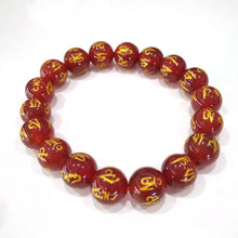 Load image into Gallery viewer, Red agate, black agate, bracelet, girl, six words, single ring, string of lovers crystal jewelry.