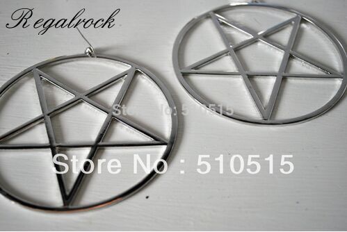 Fashion 3.4 Inches Large Gothic Pentagram Earrings