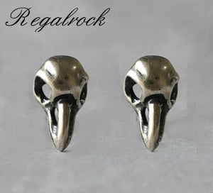 Gothic Jewelry Raven Statement Sparrow Bird Skull Stud Earrings