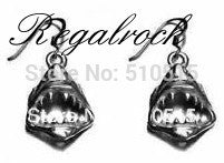 Great White Shark Bleeding Tooth Jaws Teeth Dangle Charm Earrings