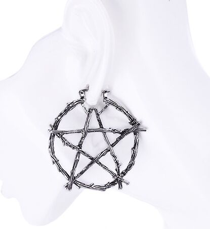 Orecchini a bottone con gioielli Wiccan occulti amuleto di stregoneria pentagramma ramo caldo 