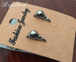Hot Unique Cute Raven Bird Skull Stud Earring