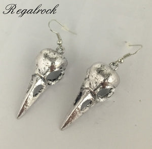 New Hot 3D Raven Crow Bird Skull Charm Earrings