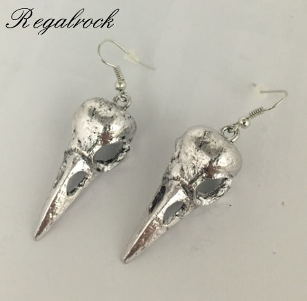 New Hot 3D Raven Crow Bird Skull Charm Earrings