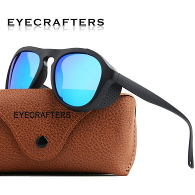 Removable Night Round Polarized Sunglasses Wrap Goggle Vintage Steampunk Blinkers Mirrored Shades Drive UV400 Protection