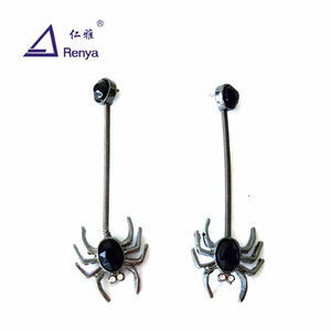 Halloween Holid Black Spider Drop Dangling Spring Pendant Earrings Personalized Jewelry Design For Young Gilrs