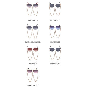 Retro Alloy Polygon Round Sunglasses Women  2023 Men Brand Designer Small Punk Sun Glasses Shades With V Chain Lanyard