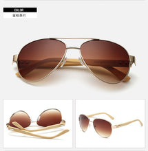 Load image into Gallery viewer, Retro Bamboo Sunglasses | Retro Men, Classic Retro Sunglasses, Temple Legs, Frames, Frames, Polycarbonate Lens Sunglasses CN1510