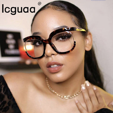 Retro Big Frame Round Women Glasses 2023 Oversized Clear Lens Computer Eyeglasses Anti Blue Light Glasses