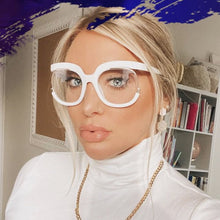 Carica l&#39;immagine nel visualizzatore di Gallery, Retro Big Frame Round Women Glasses 2023 Oversized Clear Lens Computer Eyeglasses Anti Blue Light Glasses